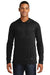 New Era NEA131 Mens Performance Moisture Wicking Long Sleeve Hooded T-Shirt Hoodie Black Front