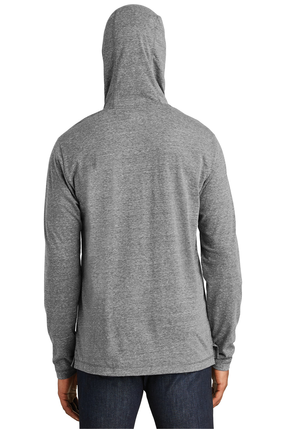 New Era NEA131 Mens Performance Moisture Wicking Long Sleeve Hooded T-Shirt Hoodie Shadow Grey Back