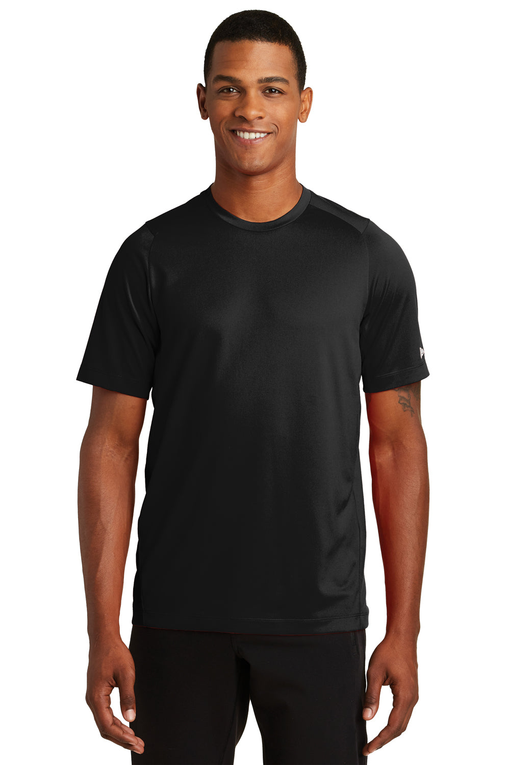 New Era NEA200 Mens Series Performance Jersey Moisture Wicking Short Sleeve Crewneck T-Shirt Black Front