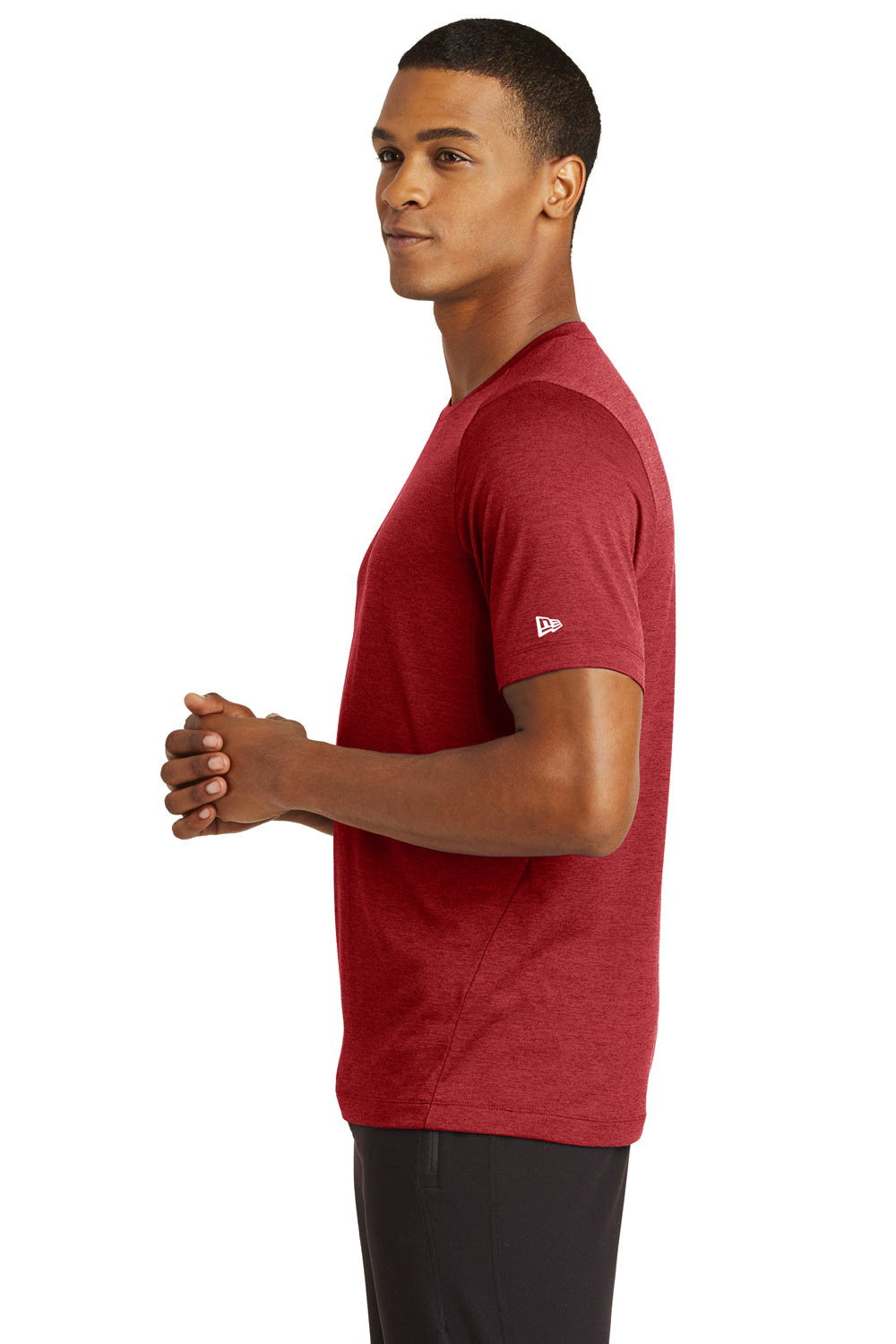 New Era NEA200 Mens Series Performance Jersey Moisture Wicking Short Sleeve Crewneck T-Shirt Crimson Red Side
