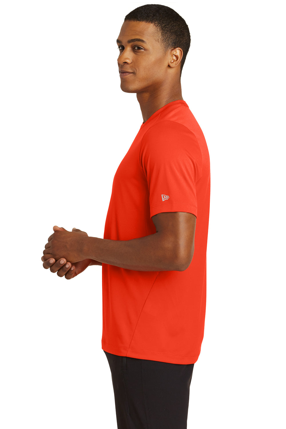 New Era NEA200 Mens Series Performance Jersey Moisture Wicking Short Sleeve Crewneck T-Shirt Orange Side