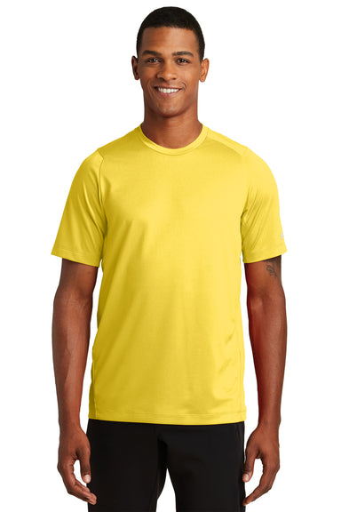 New Era NEA200 Mens Series Performance Jersey Moisture Wicking Short Sleeve Crewneck T-Shirt Goldenrod Yellow Front