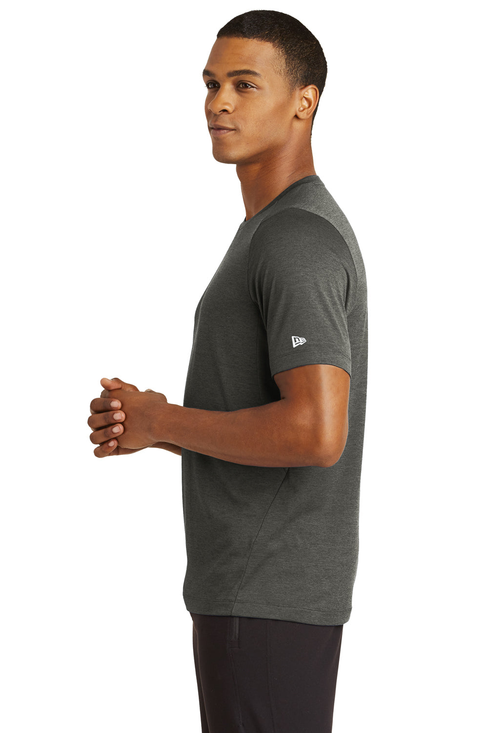 New Era NEA200 Mens Series Performance Jersey Moisture Wicking Short Sleeve Crewneck T-Shirt Graphite Grey Side