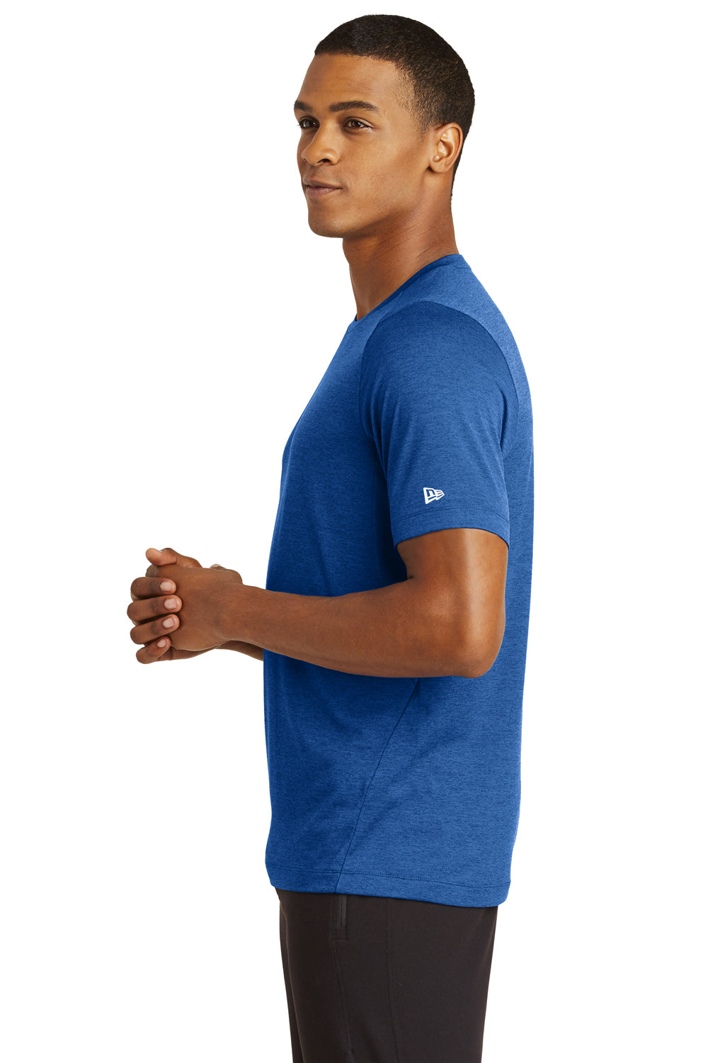 New Era NEA200 Mens Series Performance Jersey Moisture Wicking Short Sleeve Crewneck T-Shirt Royal Blue Side