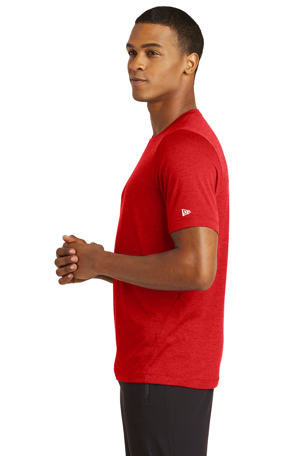 New Era NEA200 Mens Series Performance Jersey Moisture Wicking Short Sleeve Crewneck T-Shirt Red Side