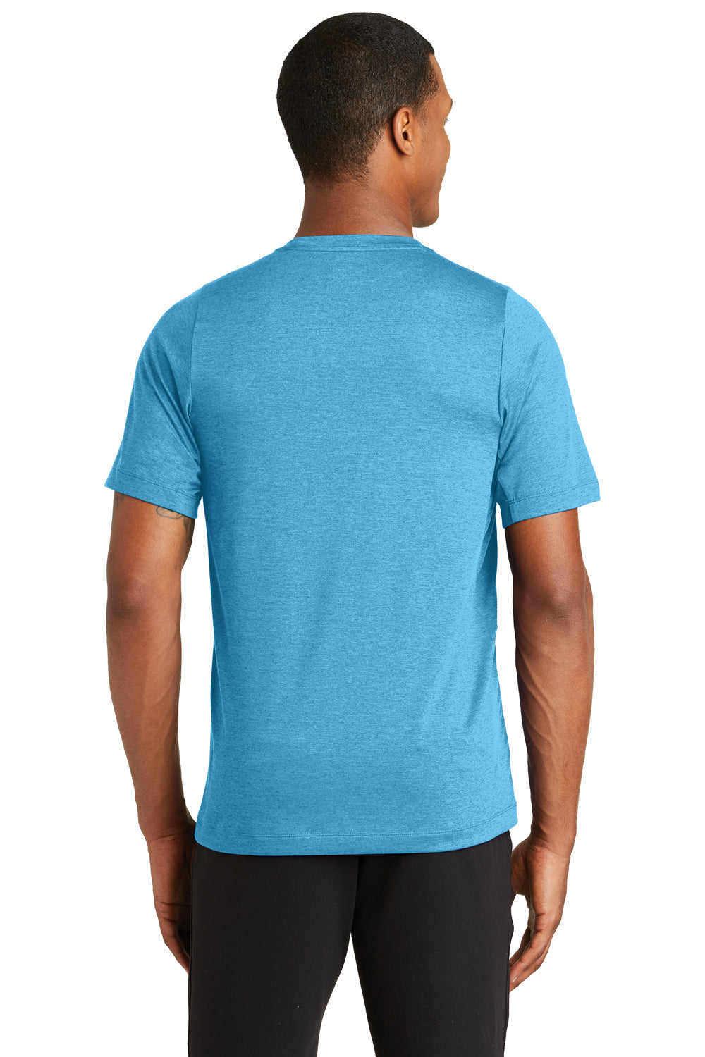 New Era NEA200 Mens Series Performance Jersey Moisture Wicking Short Sleeve Crewneck T-Shirt Sky Blue Back