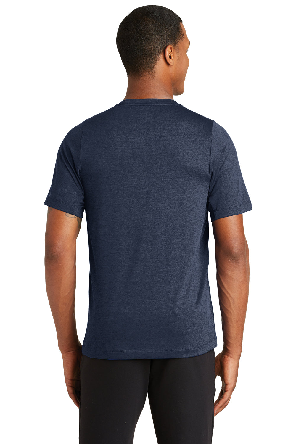 New Era NEA200 Mens Series Performance Jersey Moisture Wicking Short Sleeve Crewneck T-Shirt Navy Blue Back