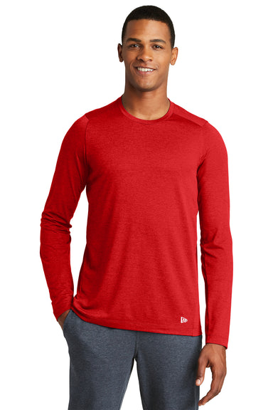 New Era NEA201 Mens Series Performance Moisture Wicking Long Sleeve Crewneck T-Shirt Red Front