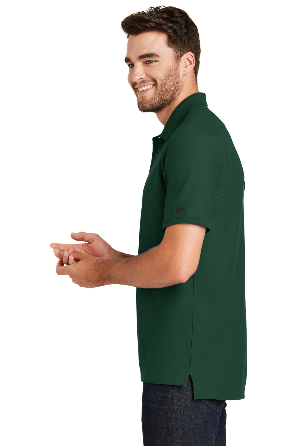 New Era NEA300 Mens Venue Home Plate Moisture Wicking Short Sleeve Polo Shirt Forest Green Side