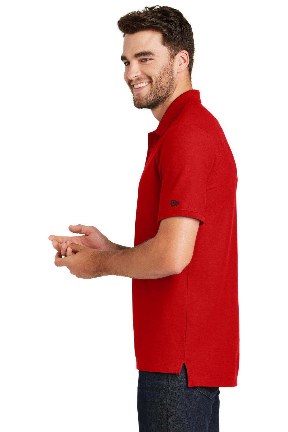 New Era NEA300 Mens Venue Home Plate Moisture Wicking Short Sleeve Polo Shirt Red Side