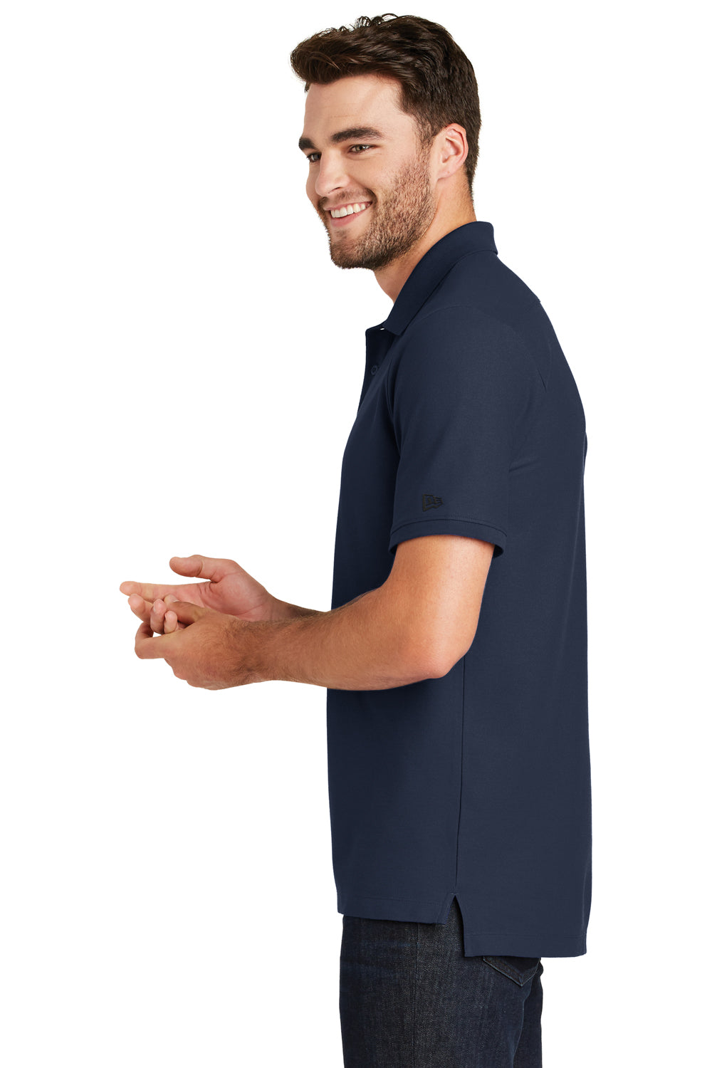 New Era NEA300 Mens Venue Home Plate Moisture Wicking Short Sleeve Polo Shirt Navy Blue Side