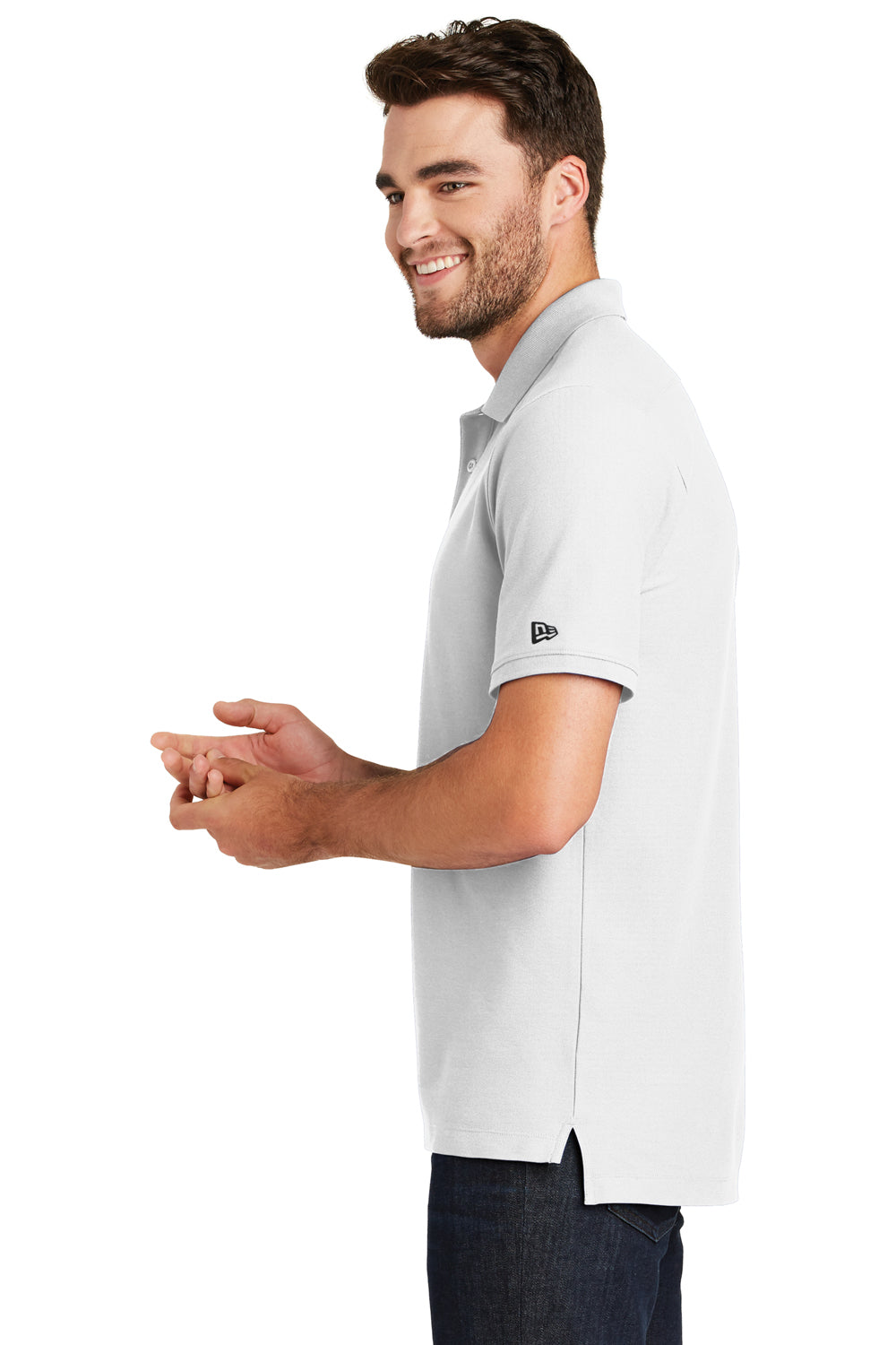 New Era NEA300 Mens Venue Home Plate Moisture Wicking Short Sleeve Polo Shirt White Side