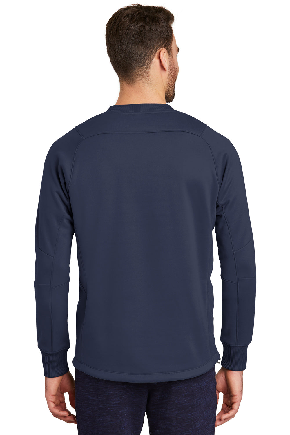 New Era NEA521 Mens Venue Moisture Wicking Fleece Crewneck Sweatshirt Navy Blue Back