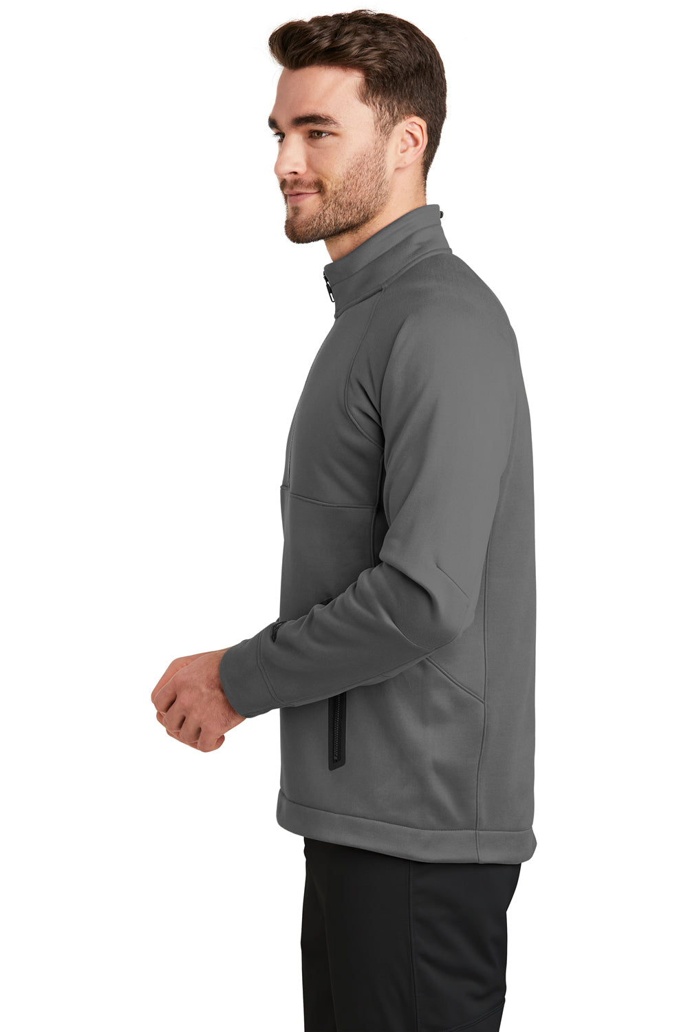 New Era NEA523 Mens Venue Moisture Wicking Fleece 1/4 Zip Sweatshirt Graphite Grey Side