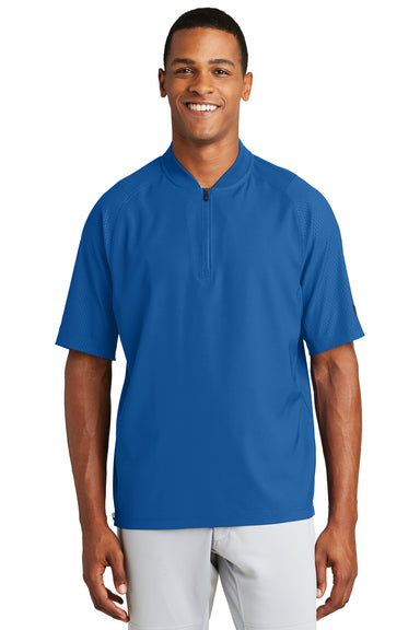 New Era NEA600 Mens Cage Wind & Water Resistant 1/4 Zip Jacket Royal Blue Front