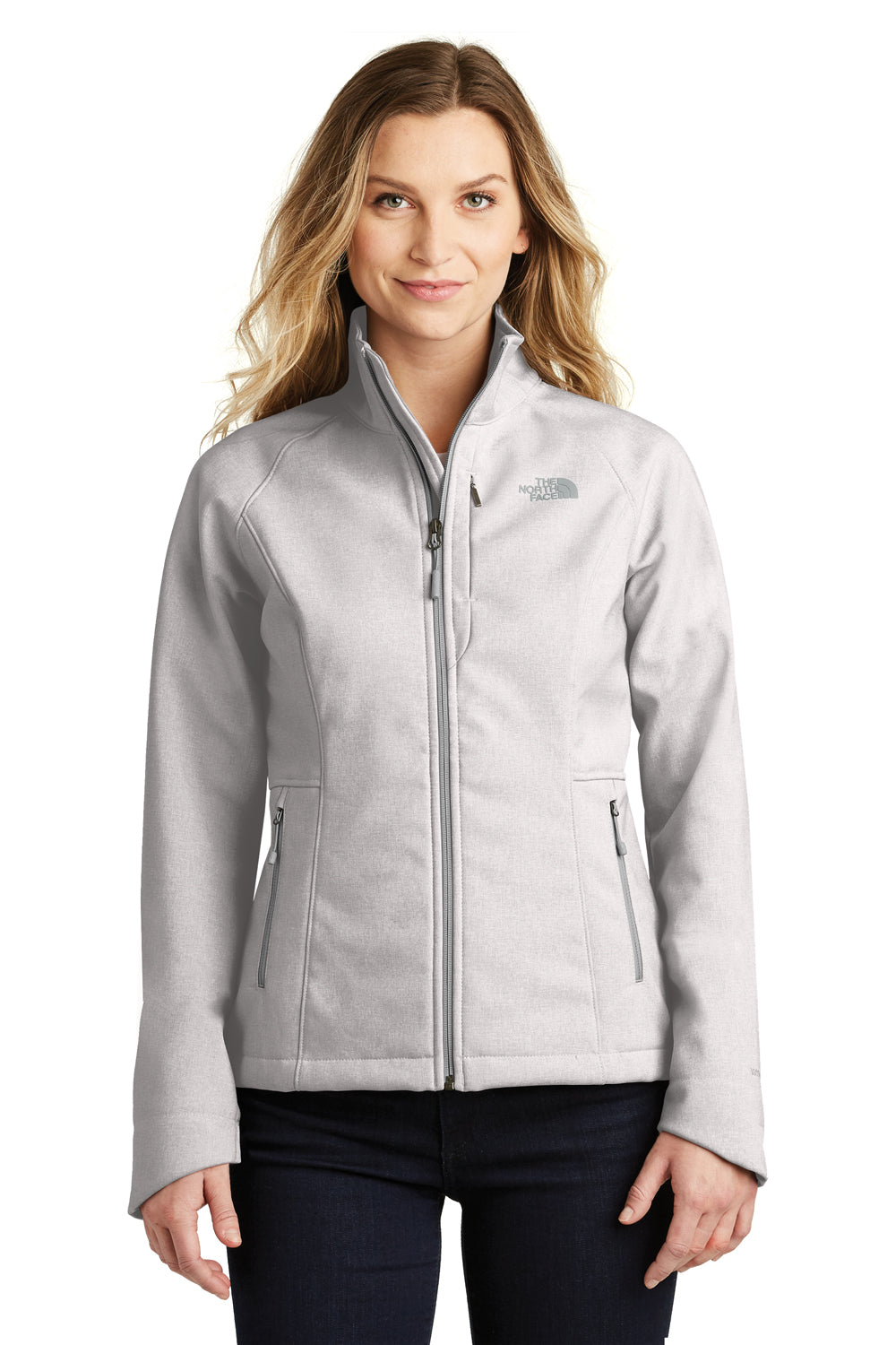 The North Face NF0A3LGU Womens Apex Barrier Wind & Resistant Full Zip Jacket Heather Light Grey Front