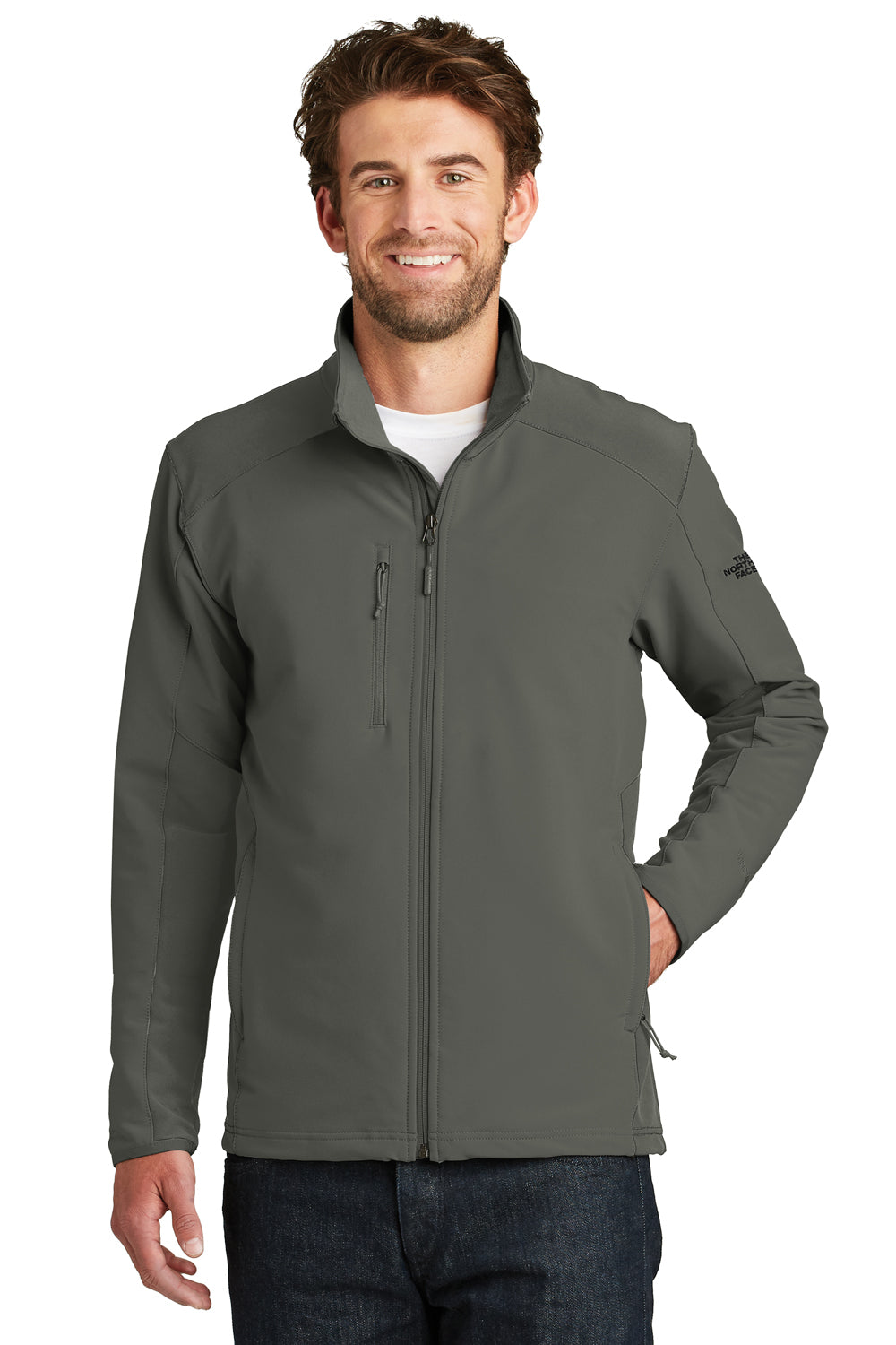 The North Face NF0A3LGV Mens Tech Wind & Water Resistant Full Zip Jacket Asphalt Grey Front