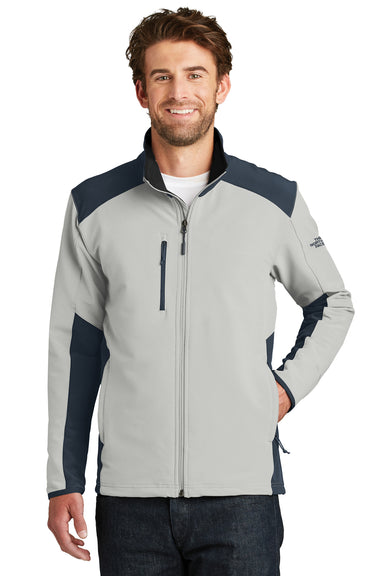 The North Face NF0A3LGV Mens Tech Wind & Water Resistant Full Zip Jacket Mid Grey/Navy Blue Front