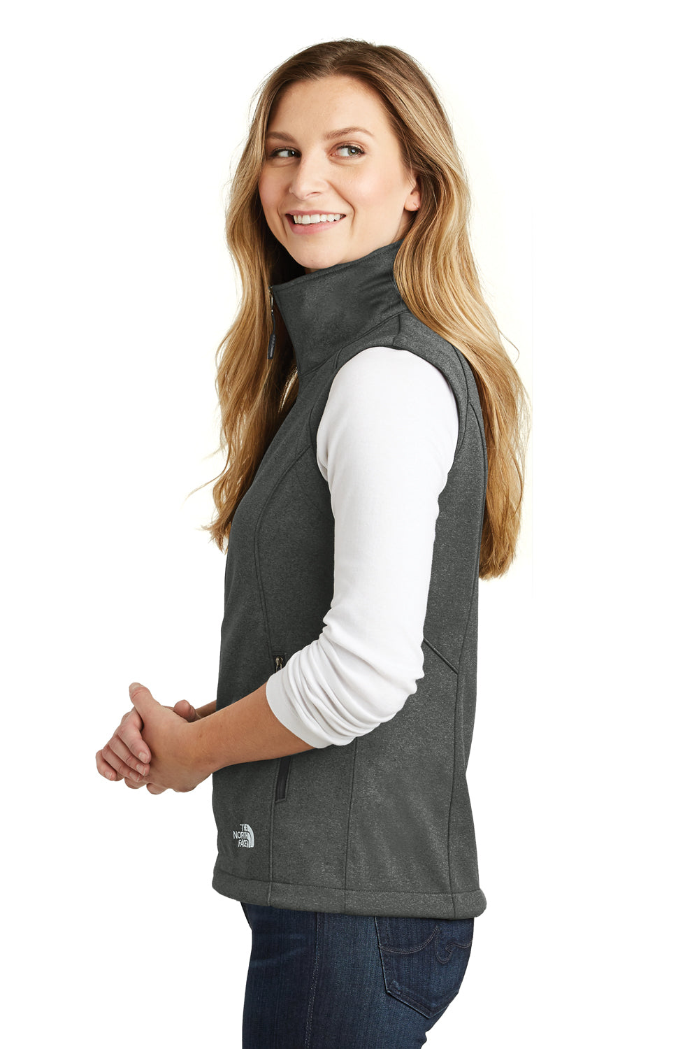 The North Face NF0A3LH1 Womens Ridgeline Wind & Water Resistant Full Zip Vest Heather Dark Grey Side