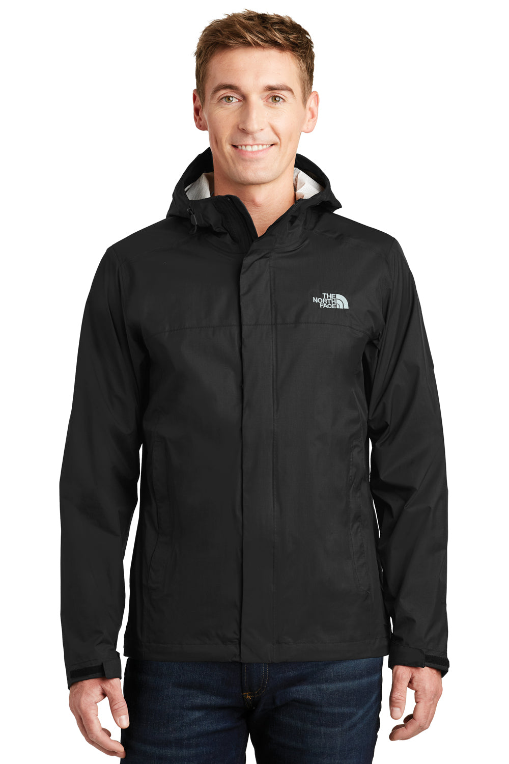 The North Face NF0A3LH4 Mens DryVent Waterproof Full Zip Hooded Jacket Black Front