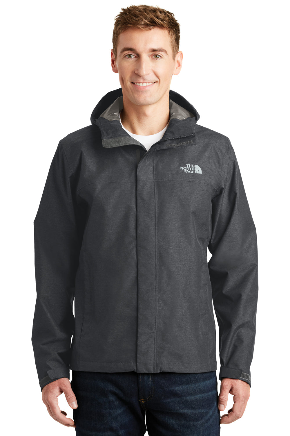 The North Face NF0A3LH4 Mens DryVent Waterproof Full Zip Hooded Jacket Heather Dark Grey Front