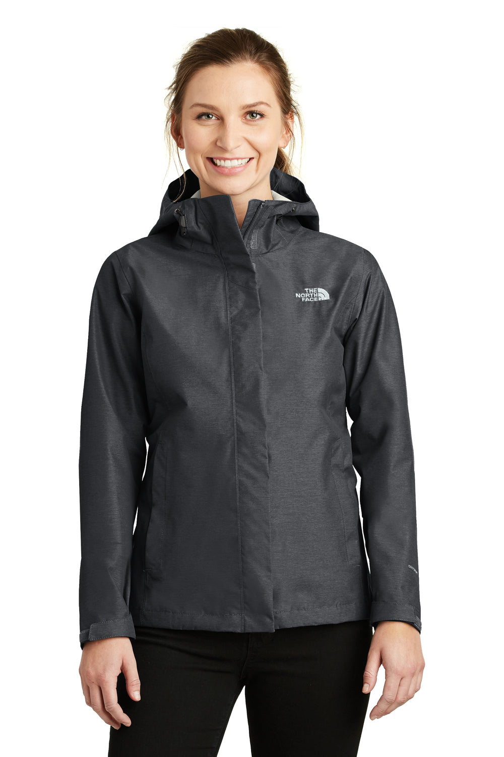 The North Face NF0A3LH5 Womens DryVent Waterproof Full Zip Hooded Jacket Heather Dark Grey Front