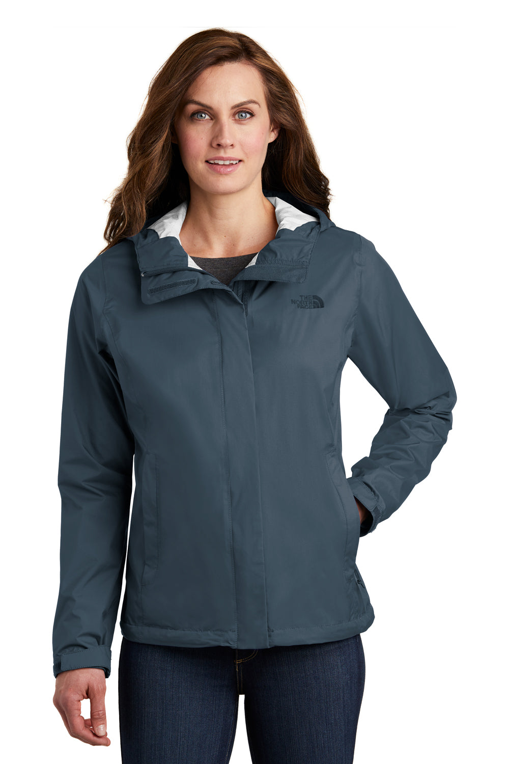The North Face NF0A3LH5 Womens DryVent Waterproof Full Zip Hooded Jacket Shady Blue Front