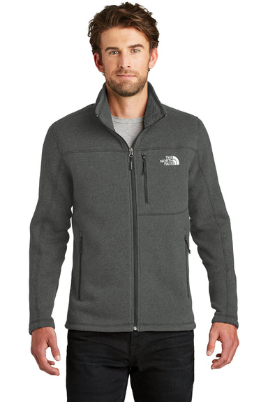 The North Face NF0A3LH7 Mens Full Zip Sweater Fleece Jacket Heather Black Front