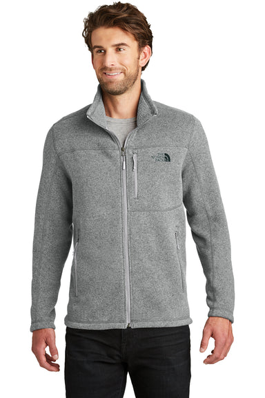 The North Face NF0A3LH7 Mens Full Zip Sweater Fleece Jacket Heather Medium Grey Front
