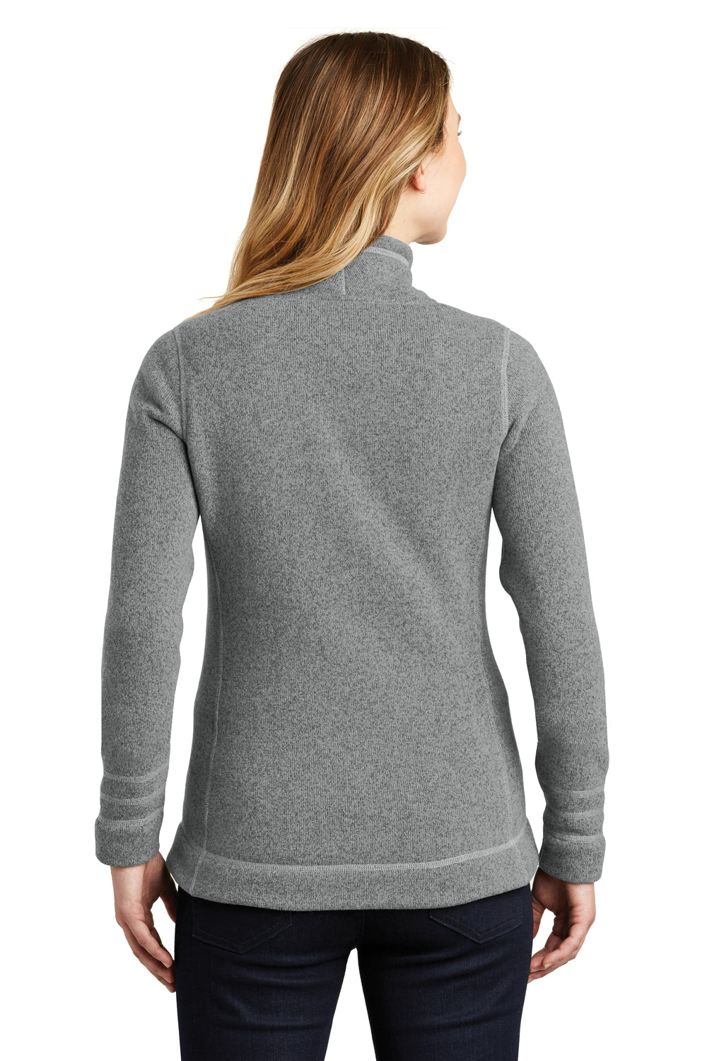 The North Face NF0A3LH8 Womens Full Zip Sweater Fleece Jacket Heather Medium Grey Back