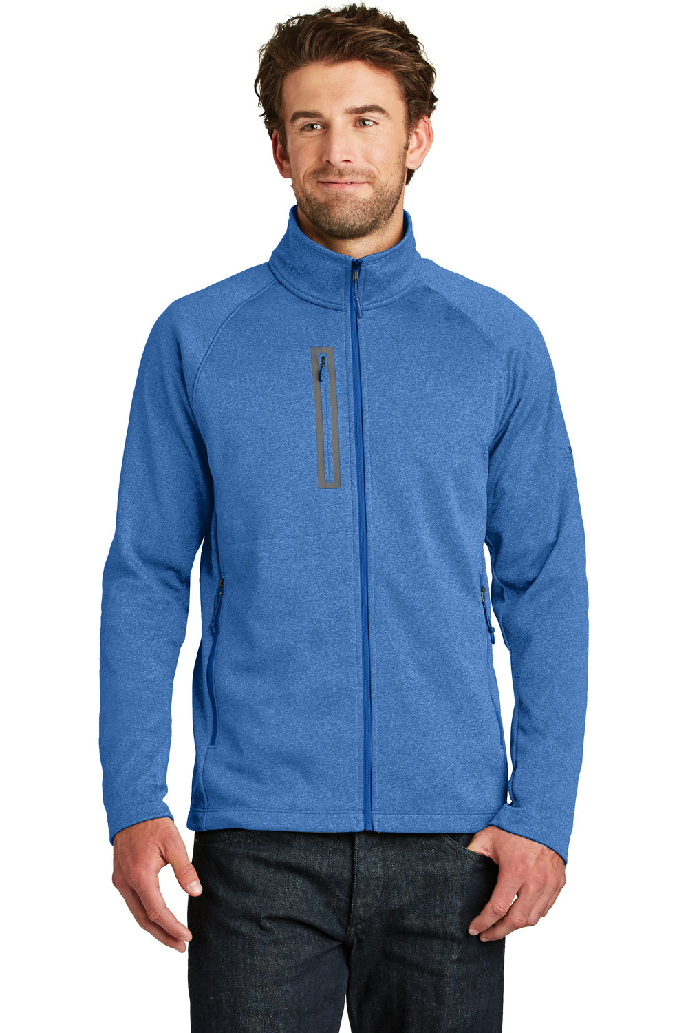 The North Face NF0A3LH9 Mens Canyon Flats Full Zip Fleece Jacket Heather Monster Blue Front