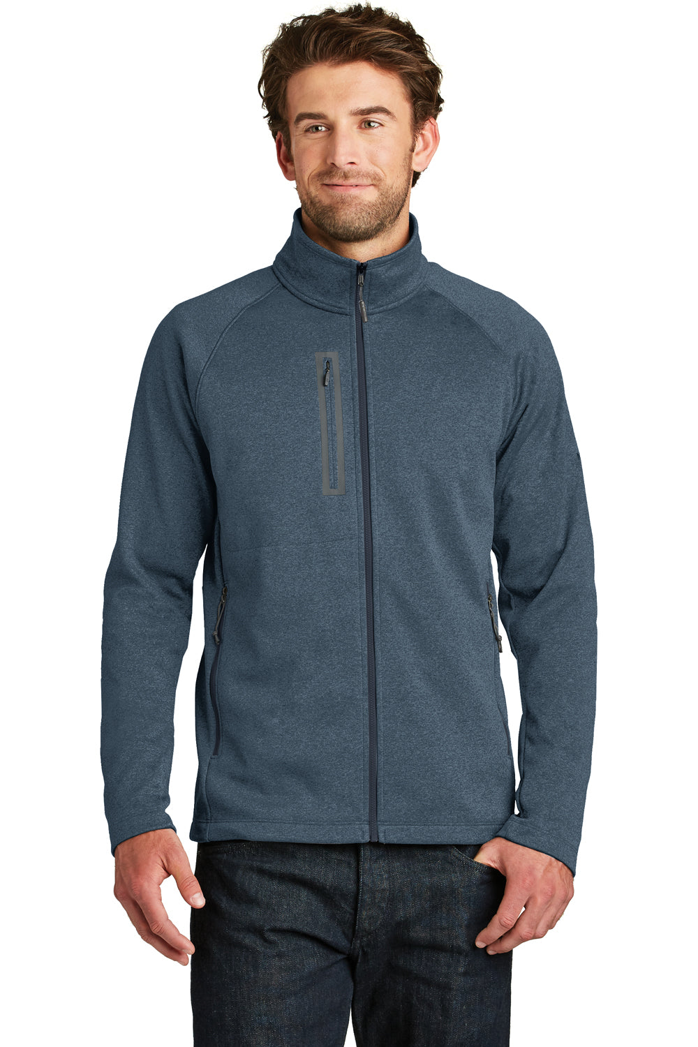 The North Face NF0A3LH9 Mens Canyon Flats Full Zip Fleece Jacket Heather Navy Blue Front