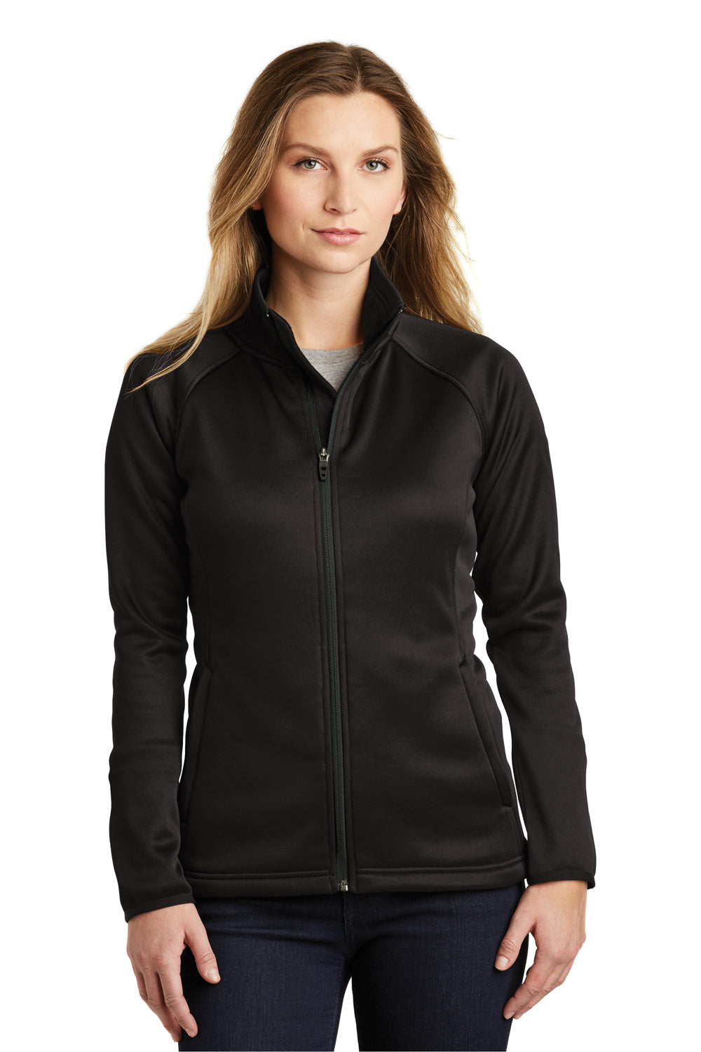 The North Face NF0A3LHA Womens Canyon Flats Full Zip Fleece Jacket Black Front