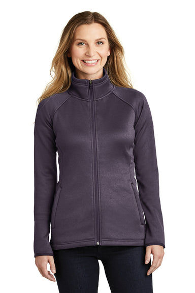 The North Face NF0A3LHA Womens Canyon Flats Full Zip Fleece Jacket Heather Eggplant Purple Front