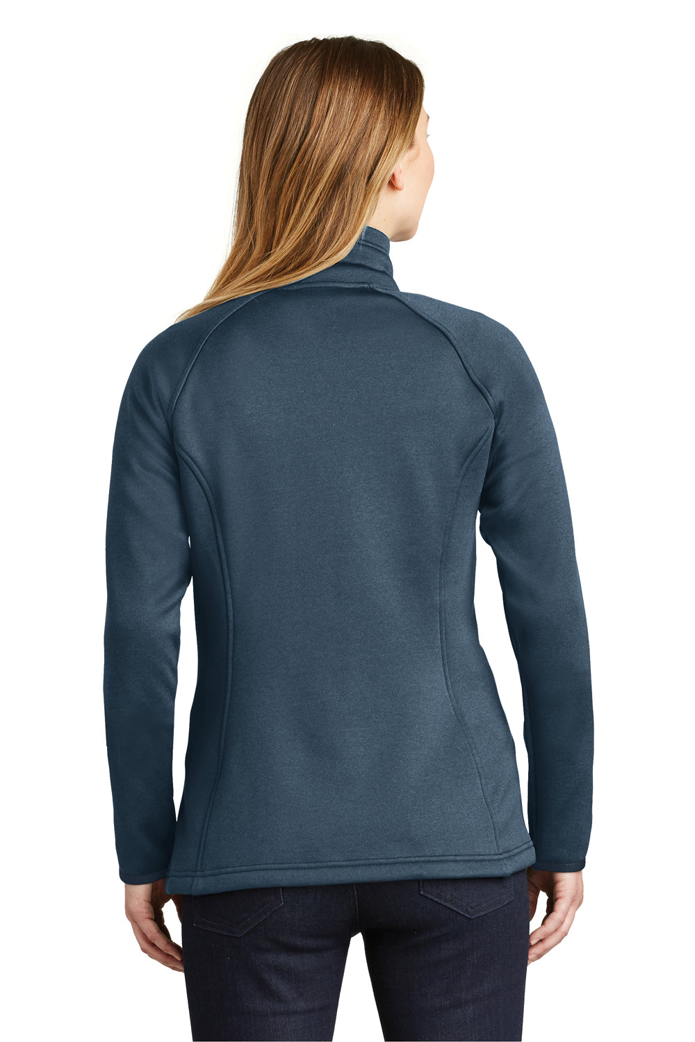 The North Face NF0A3LHA Womens Canyon Flats Full Zip Fleece Jacket Heather Navy Blue Back