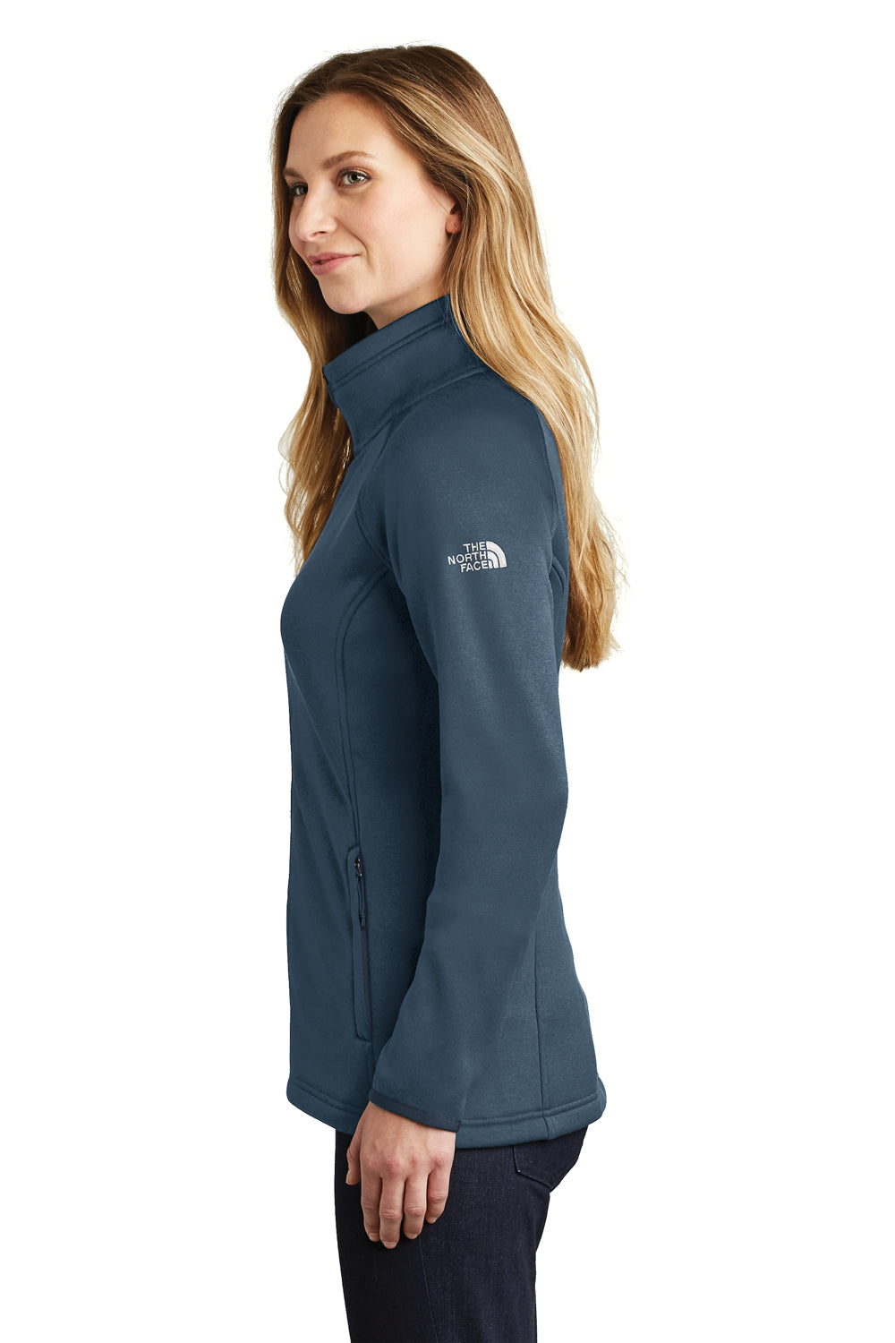 The North Face NF0A3LHA Womens Canyon Flats Full Zip Fleece Jacket Heather Navy Blue Side
