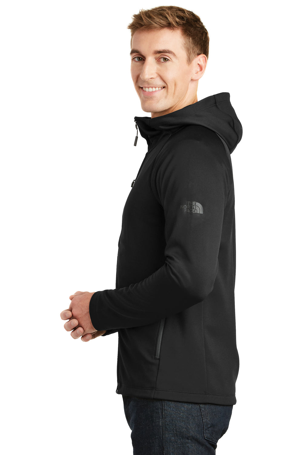 The North Face NF0A3LHH Mens Canyon Flats Full Zip Fleece Hooded Jacket Black Side