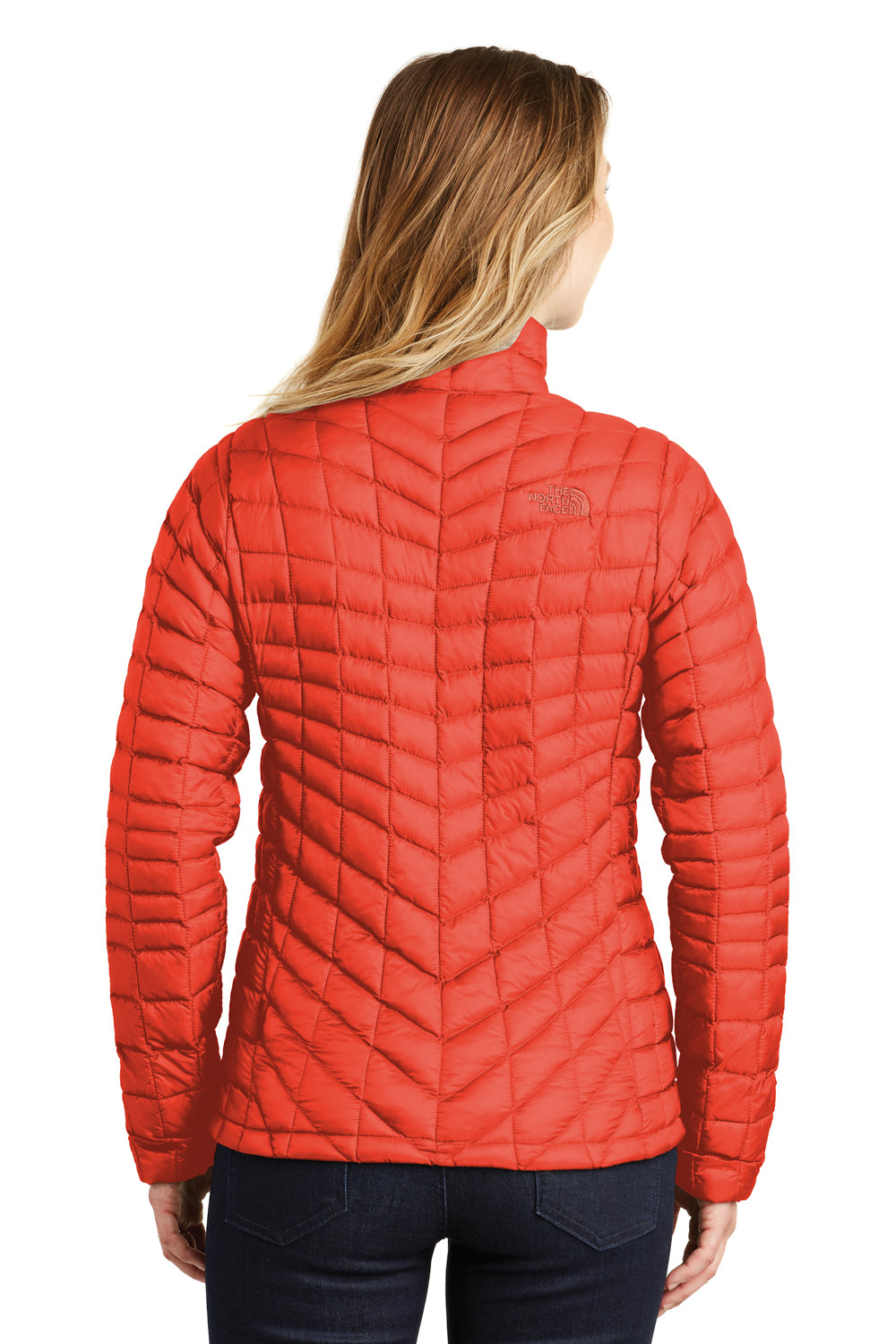 The North Face NF0A3LHK Womens ThermoBall Trekker Water Resistant Full Zip Jacket Brick Red Back