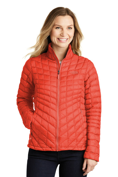 The North Face NF0A3LHK Womens ThermoBall Trekker Water Resistant Full Zip Jacket Brick Red Front