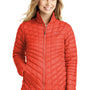 The North Face Womens ThermoBall Trekker Water Resistant Full Zip Jacket - Fire Brick Red