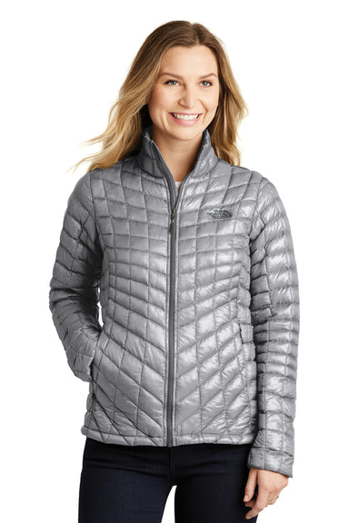 The North Face NF0A3LHK Womens ThermoBall Trekker Water Resistant Full Zip Jacket Mid Grey Front