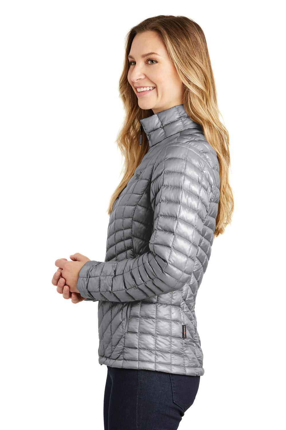The North Face NF0A3LHK Womens ThermoBall Trekker Water Resistant Full Zip Jacket Mid Grey Side