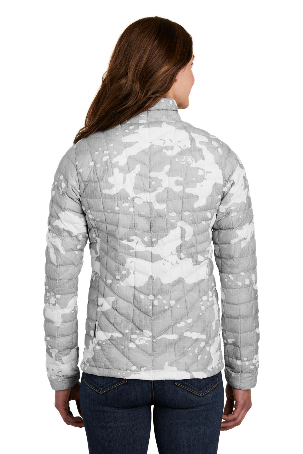 The North Face NF0A3LHK Womens ThermoBall Trekker Water Resistant Full Zip Jacket White Camo Back