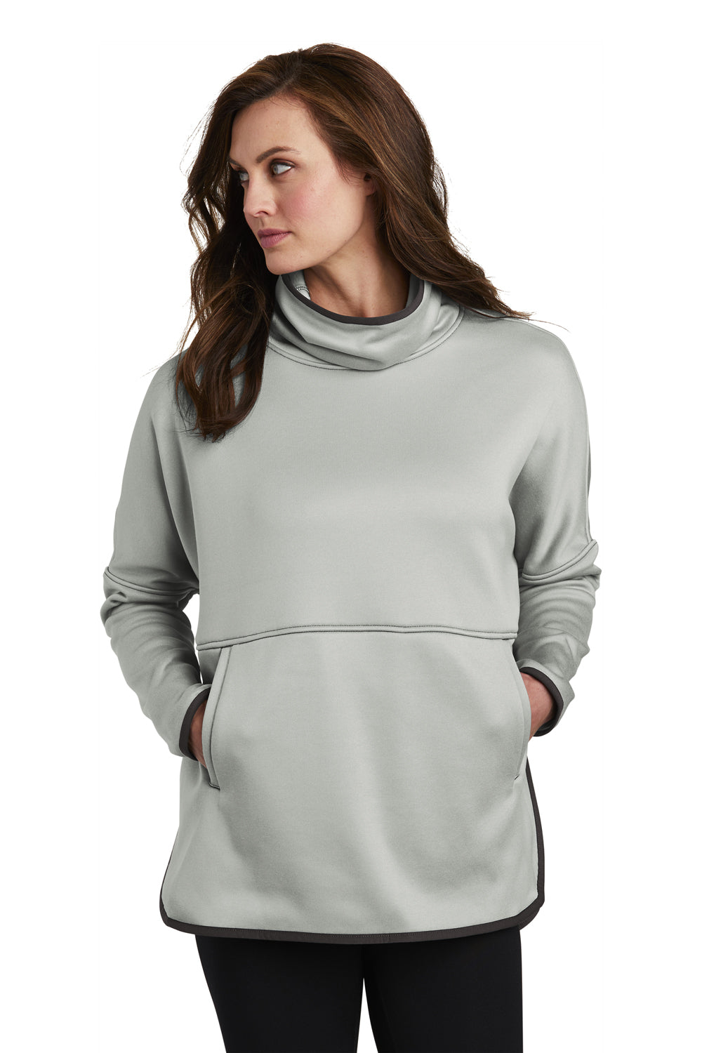 The North Face NF0A3SEF Womens Canyon Flats Fleece Poncho Sweatshirt Heather Grey Front