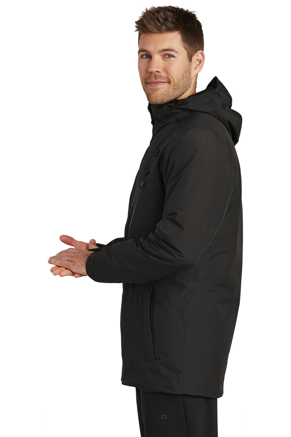 The North Face NF0A3SES Mens Ascendent Waterproof Full Zip Hooded Jacket Black Side