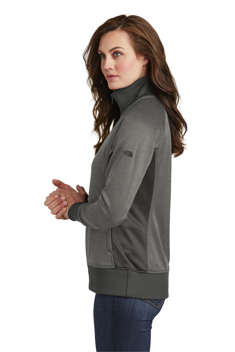 The North Face NF0A3SEV Womens Tech Full Zip Fleece Jacket Heather Grey Side
