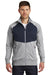 The North Face NF0A3SEW Mens Tech Full Zip Fleece Jacket Mid Grey/Navy Blue Front