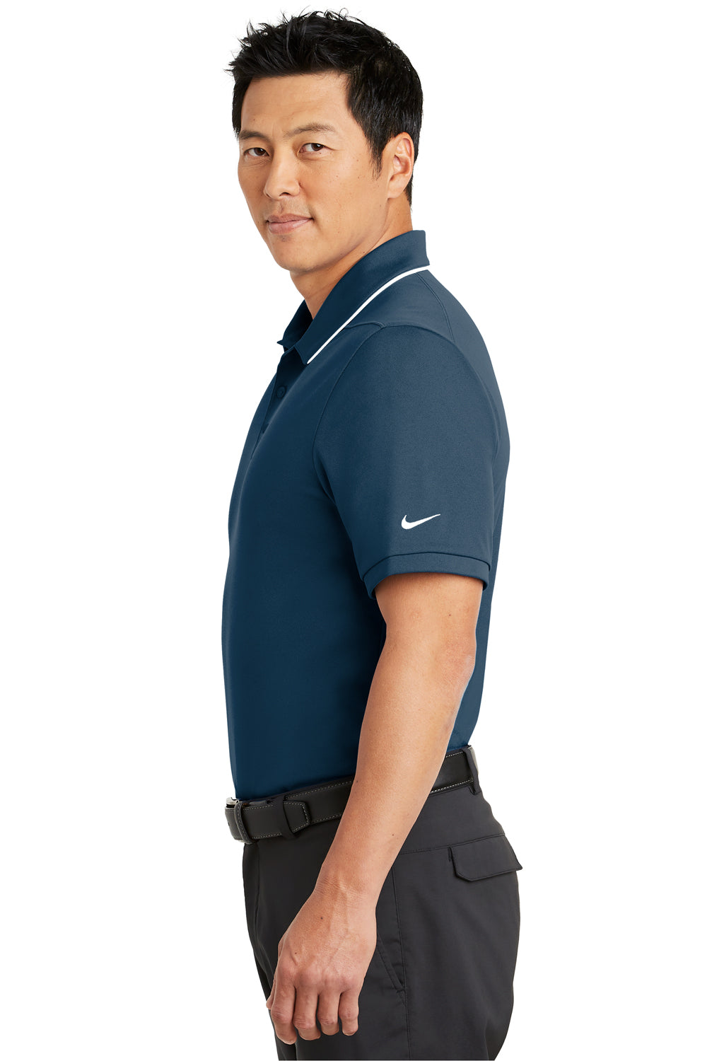 Nike NKAA1849 Mens Edge Dri-Fit Moisture Wicking Short Sleeve Polo Shirt Navy Blue Side