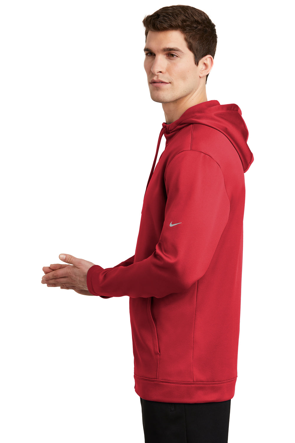 Nike NKAH6259 Mens Therma-Fit Fleece Full Zip Hooded Sweatshirt Hoodie Red Side