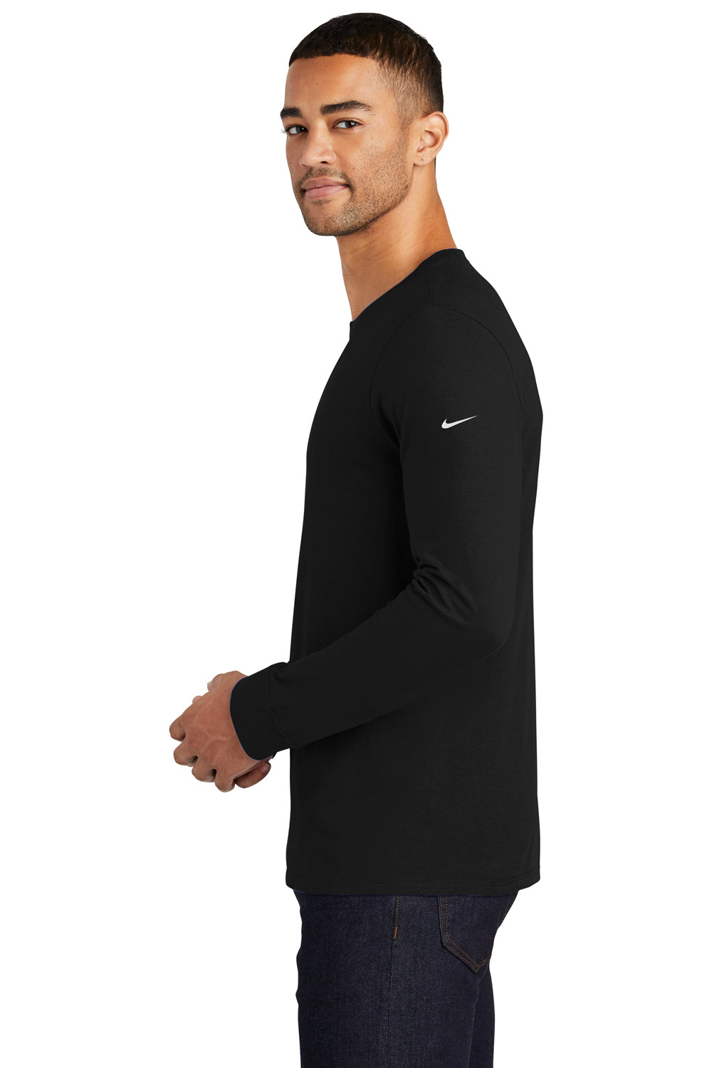 Nike NKBQ5232 Mens Core Long Sleeve Crewneck T-Shirt Black Side